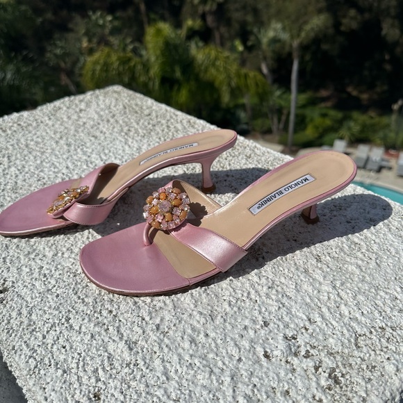 Manolo Blahnik Jeweled Crystal Sandals - Picture 4 of 5